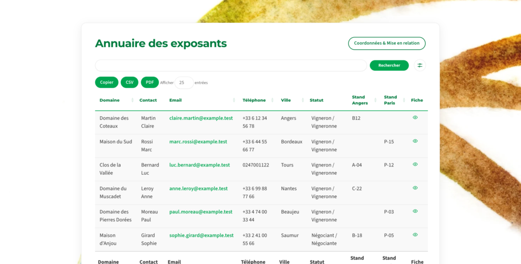 L'annuaire des exposants : recherche, filtres et export de votre sélection